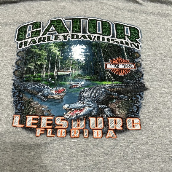 Harley Davidson Shirt Mens Extra Large Gray Eagle Alligator Florida Crew Neck - Picture 14 of 15